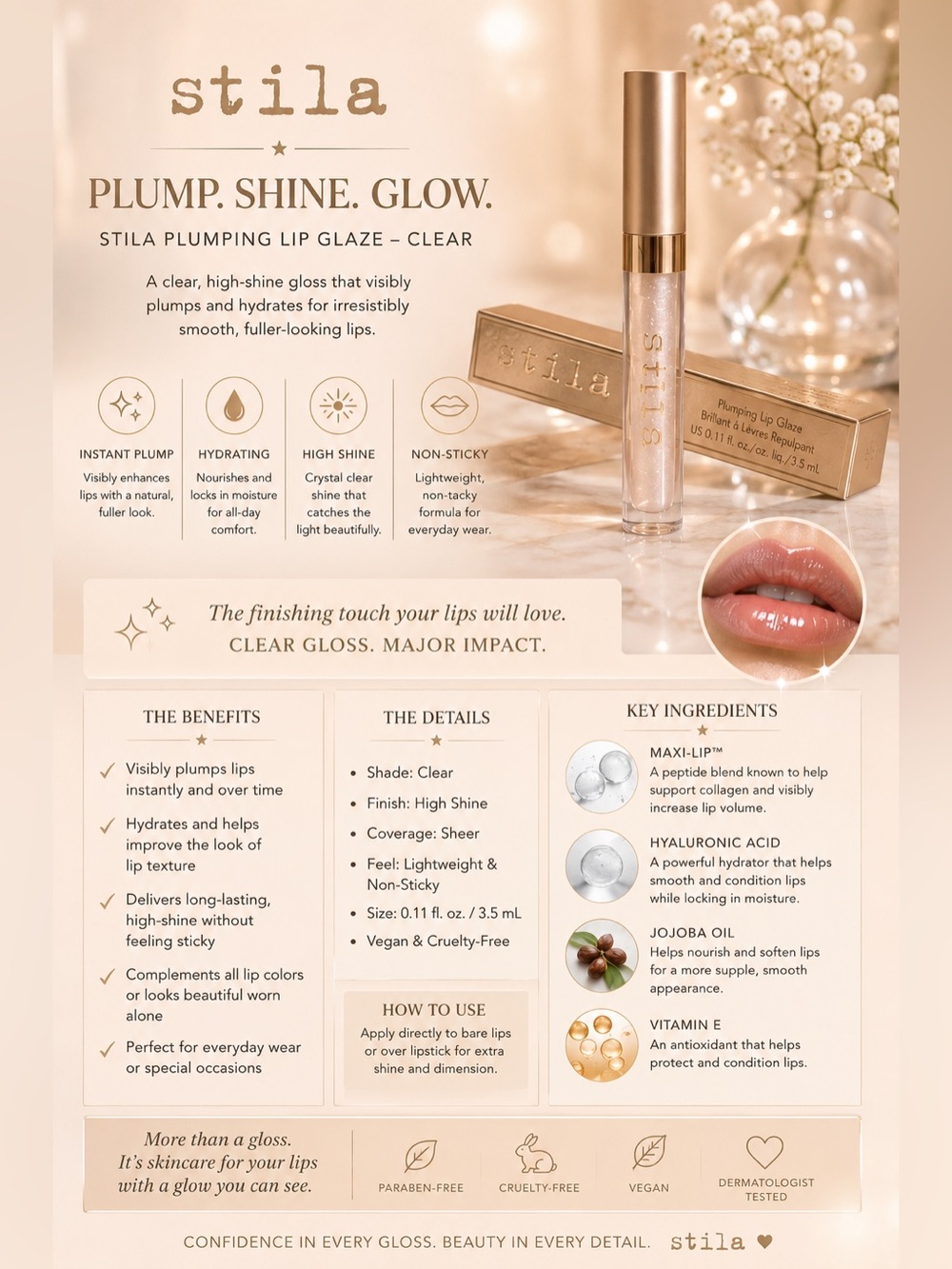 Stila Plumping Lip Glaze in Clear - Gold Accent Packaging - Picture 5 of 5